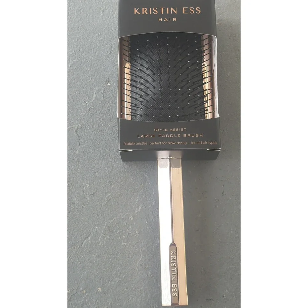 New Kristin Ess Large Gold Paddle Style Assist Hairbrush